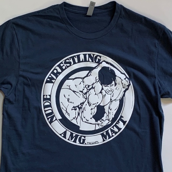 AMG Nude Wrestling Presents Matt!  HTV on Dark Blue 100% Cotton Next Level T - Picture 8 of 10